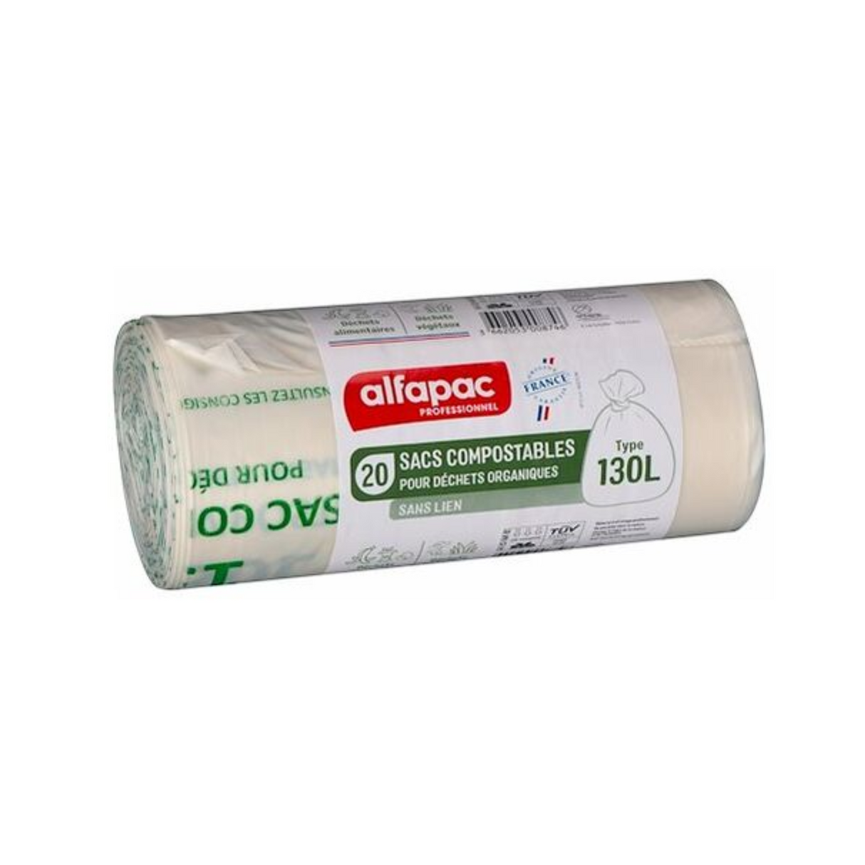 Sacs compostables sans lien 130L