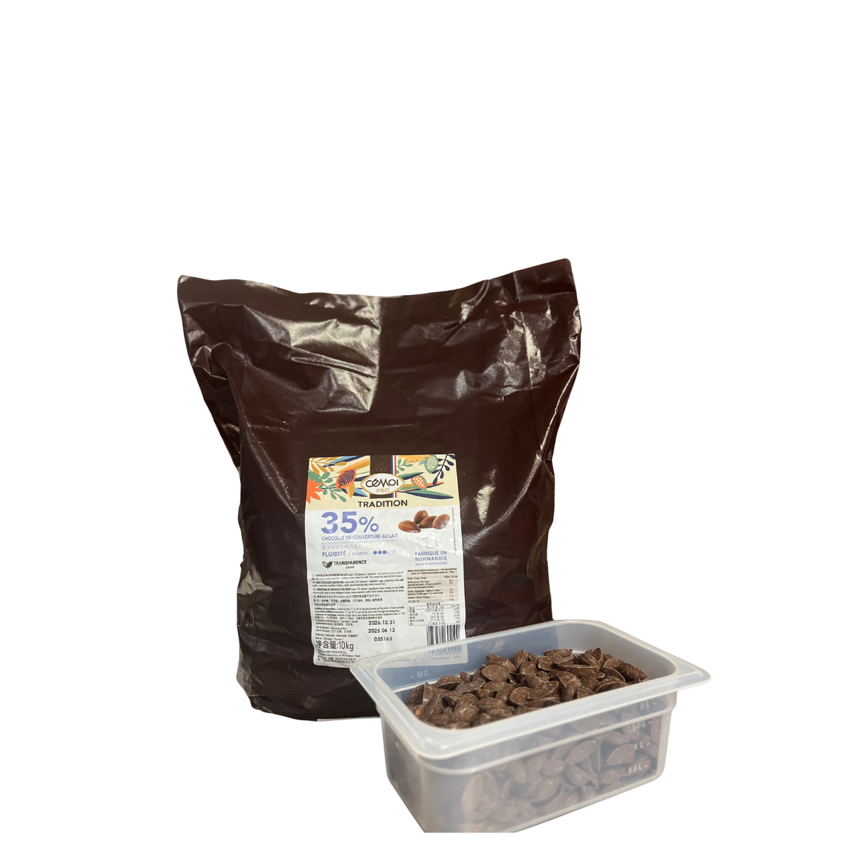 Palets de chocolat couverture lait 35%