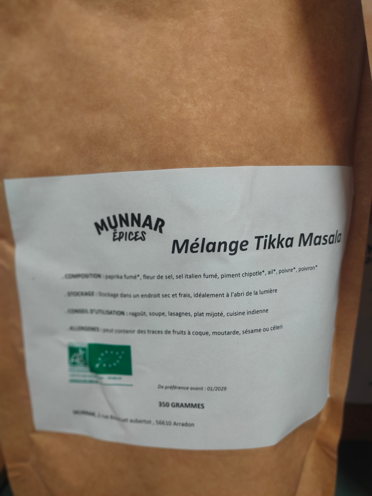 Mélange Tikka Masala BIO - Sachet 350G - Munnar Epices