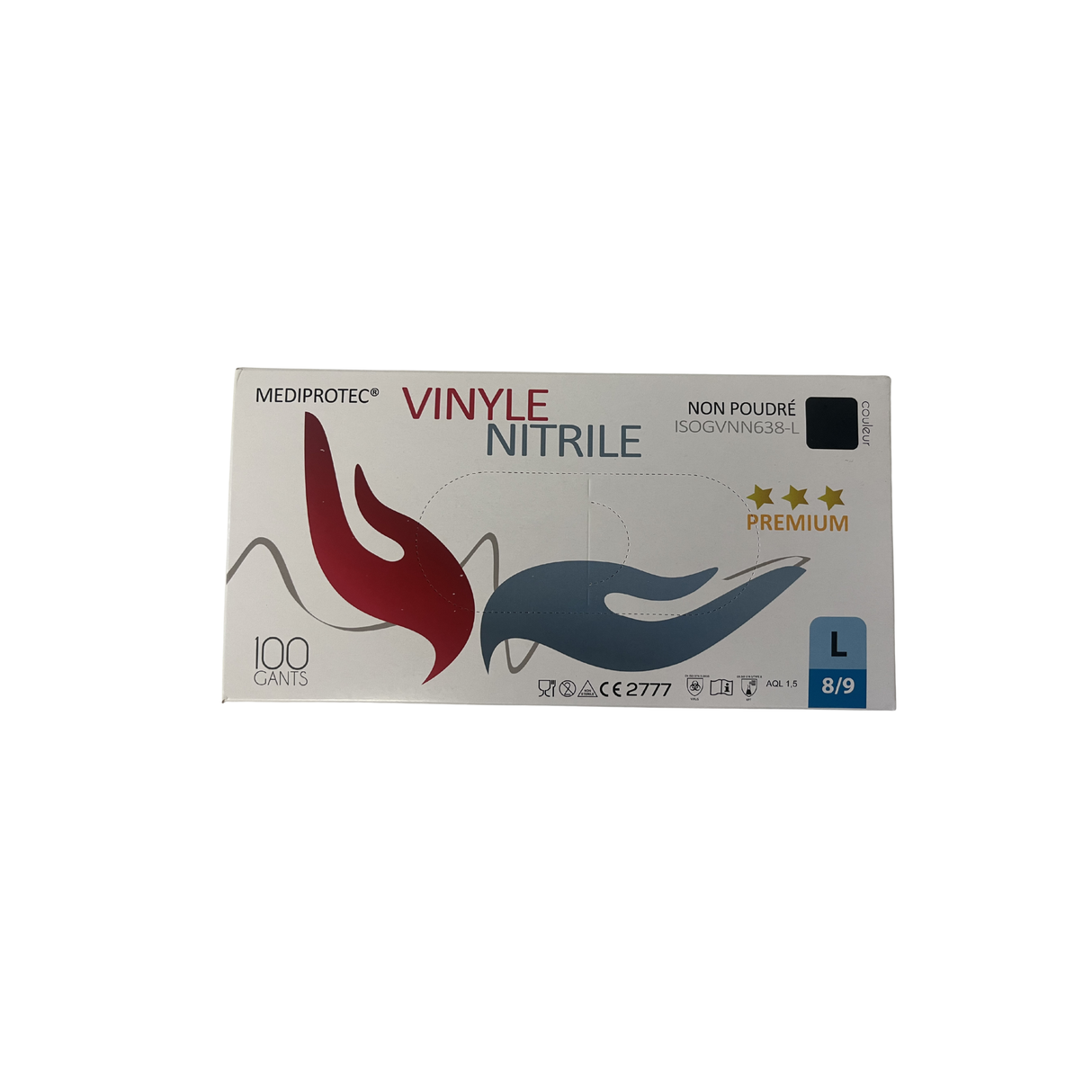 Gants en vinyle nitrile noirs non-poudrés - Taille L